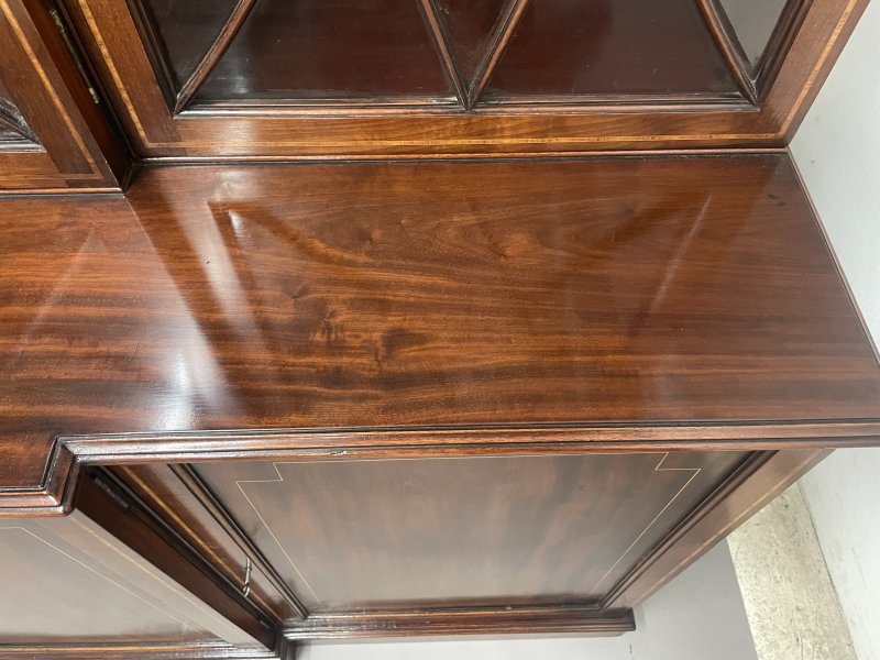 19th century Inlaid Mahogany Breakfront Bookcase