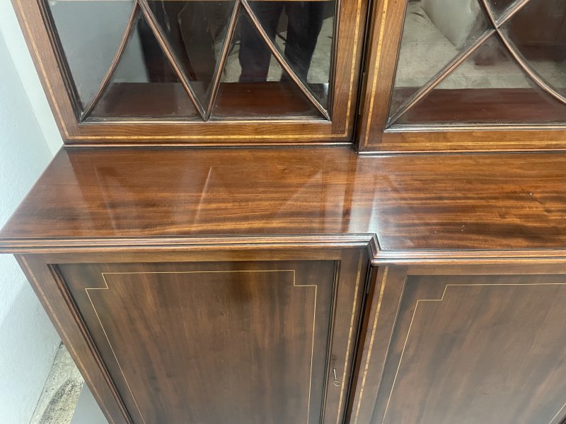 19th century Inlaid Mahogany Breakfront Bookcase