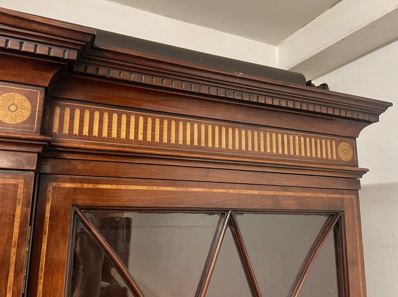 19th century Inlaid Mahogany Breakfront Bookcase