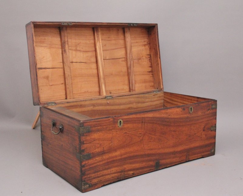 19th Century camphor wood campaign trunk