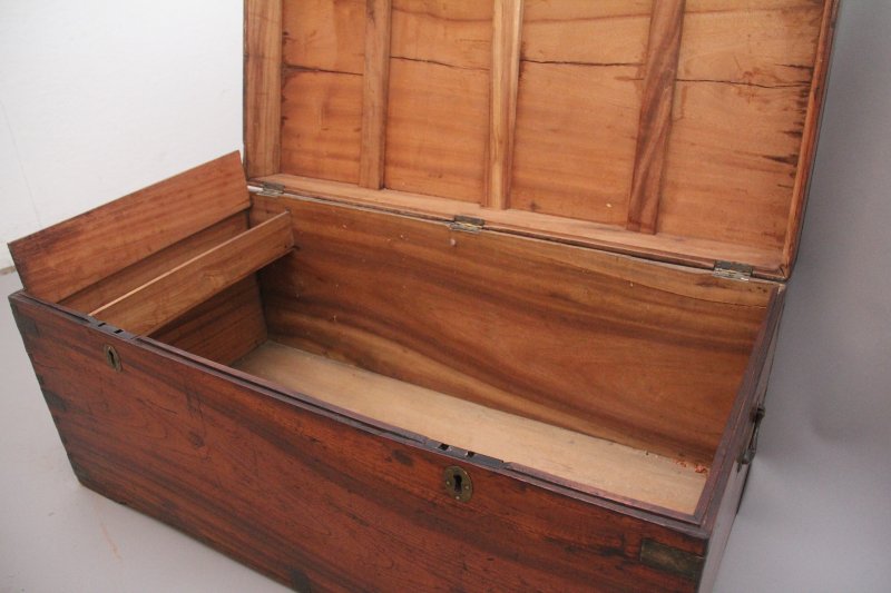 19th Century camphor wood campaign trunk