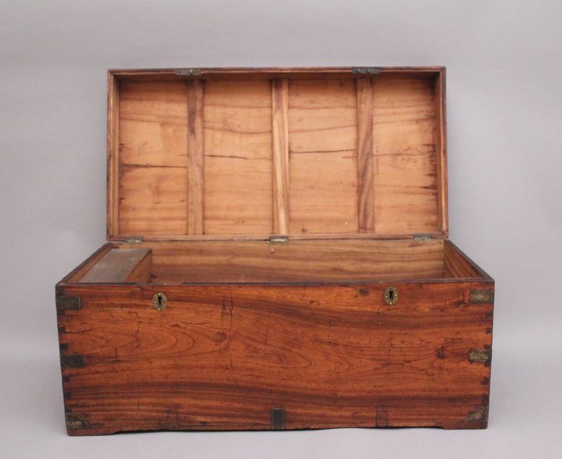 19th Century camphor wood campaign trunk