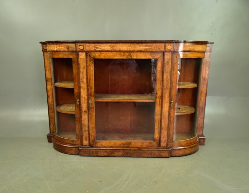 Victorian Walnut Credenza Display Cabinet