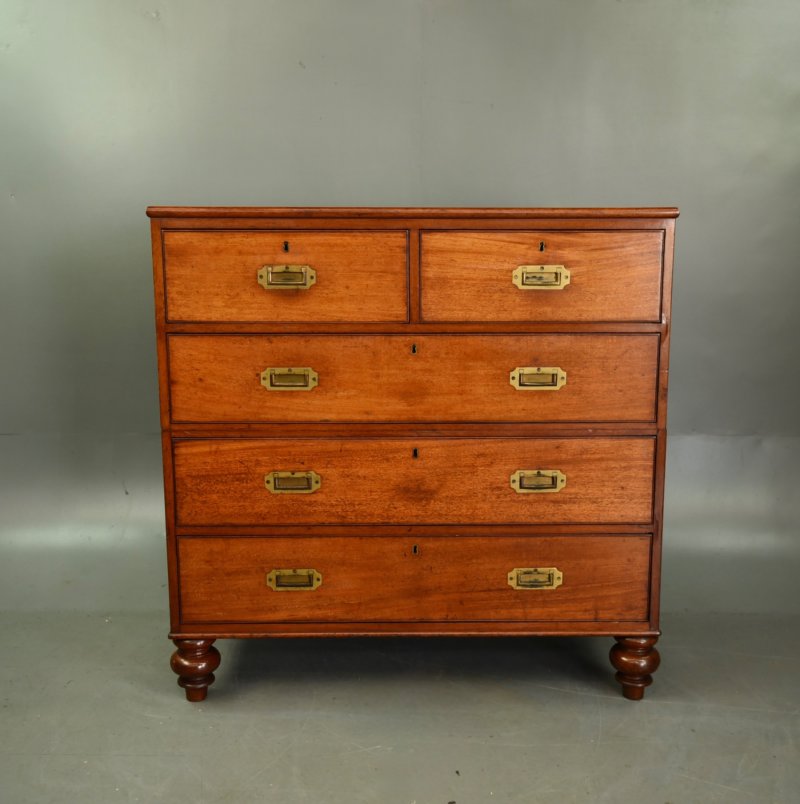 Victorian Mahogany Campaign Chest Of Drawers