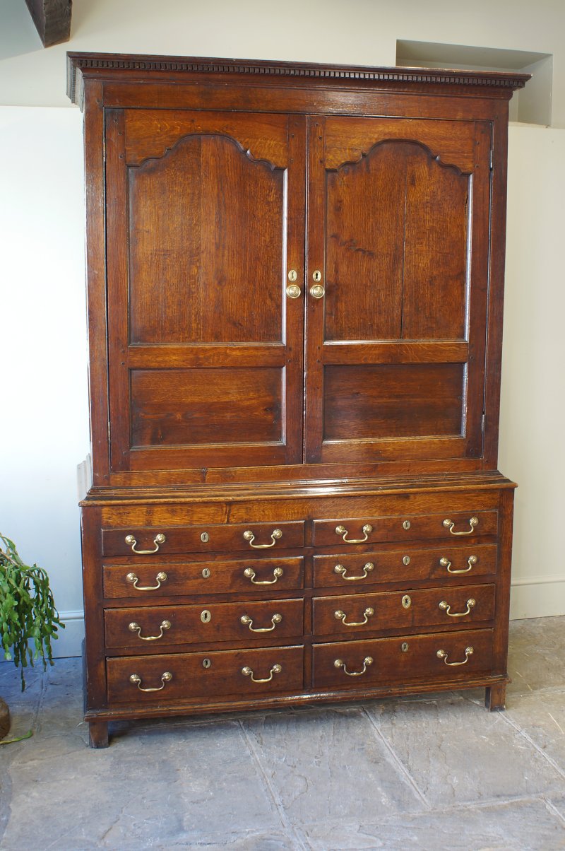 18th Century Georgian Welsh Oak Linen Press Cupboard.