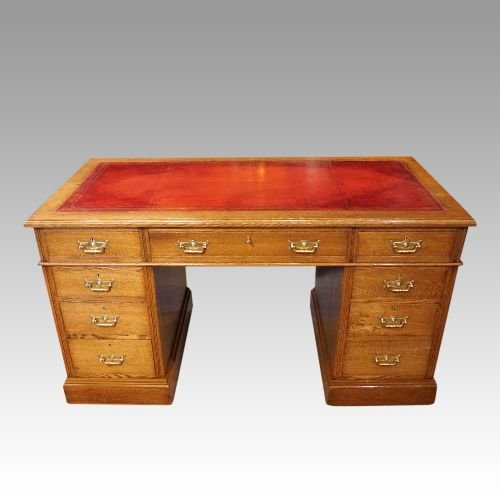 Victorian Oak Pedestal Desk