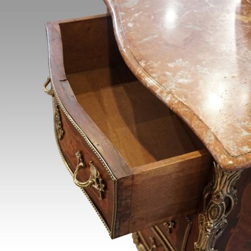 Continental Marquetry Marble Top Commode