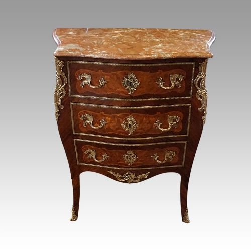 Continental Marquetry Marble Top Commode