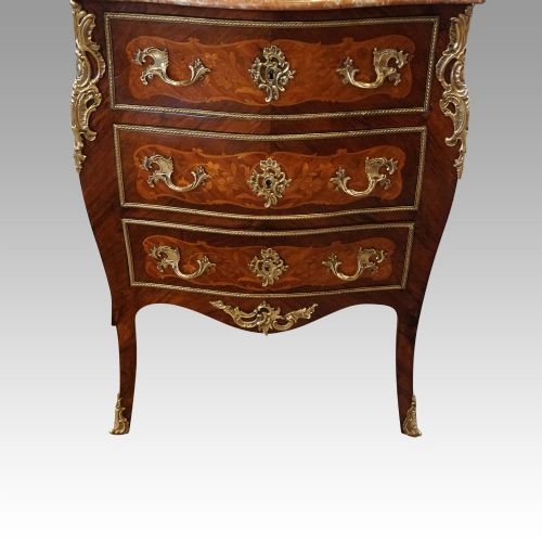 Continental Marquetry Marble Top Commode