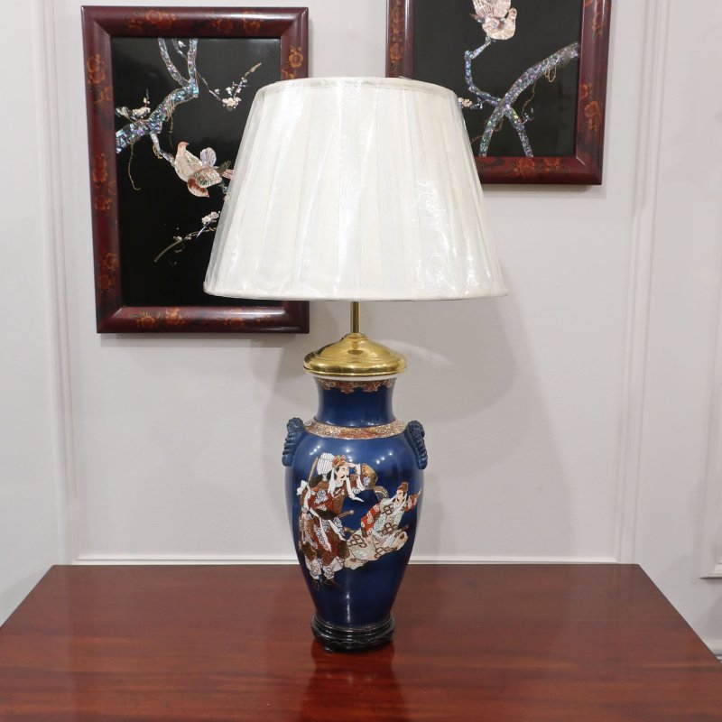 Pair of Japanese Meiji Period Satsuma Porcelain Table Lamps