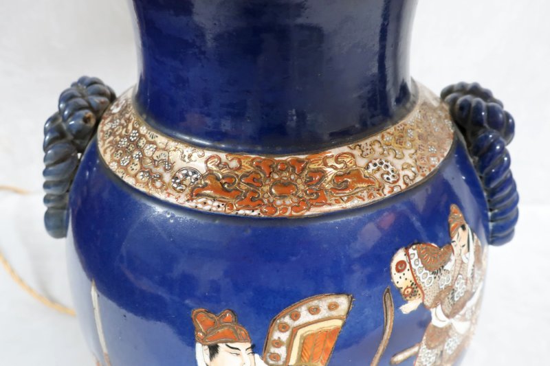 Pair of Japanese Meiji Period Satsuma Porcelain Table Lamps