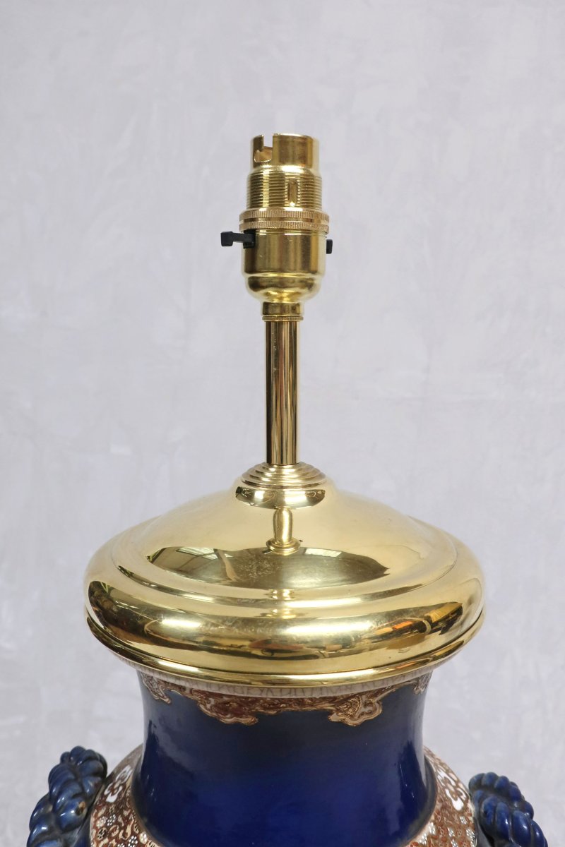 Pair of Japanese Meiji Period Satsuma Porcelain Table Lamps