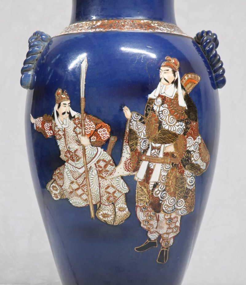 Pair of Japanese Meiji Period Satsuma Porcelain Table Lamps