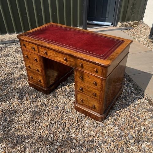 A Fine Quality Victorian Period Walnut Pedestal Desk