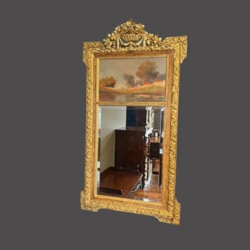 A Beautiful Late 19th Century French Trumeau Mirror.