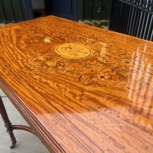 A Late Victorian Period Satinwood Fold Over Games Table.