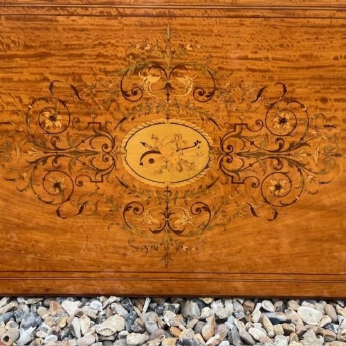 A Late Victorian Period Satinwood Fold Over Games Table.