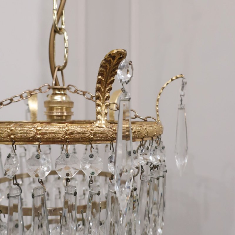 Art Deco Four Tier Crystal Glass Chandelier