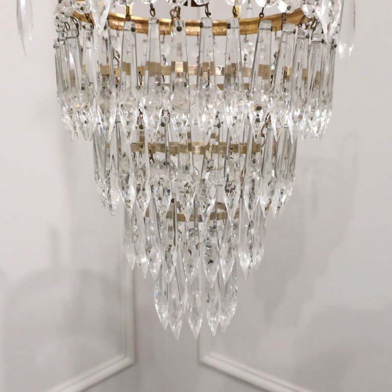 Art Deco Four Tier Crystal Glass Chandelier