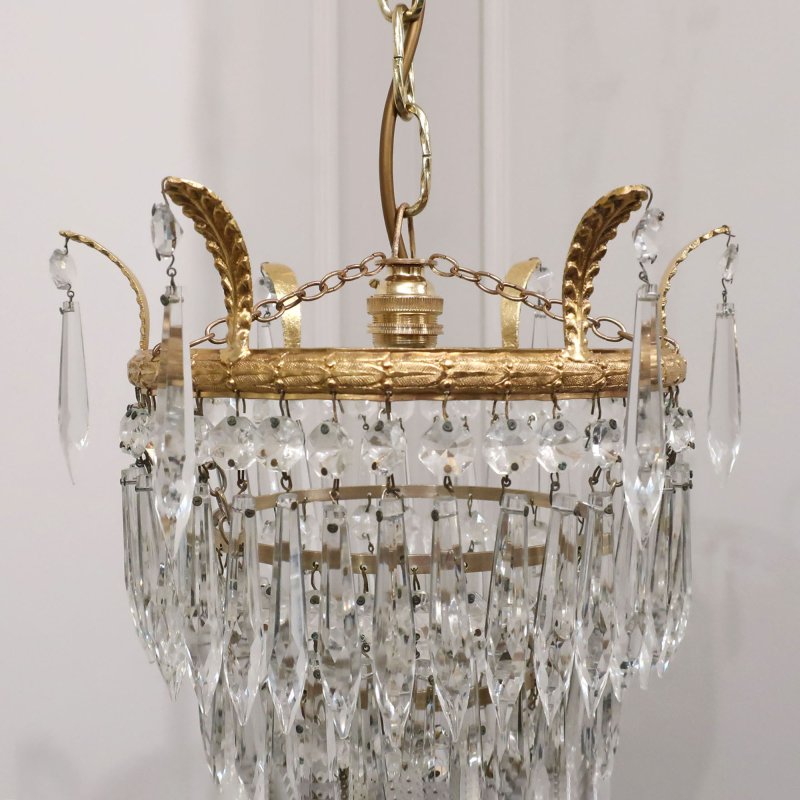 Art Deco Four Tier Crystal Glass Chandelier