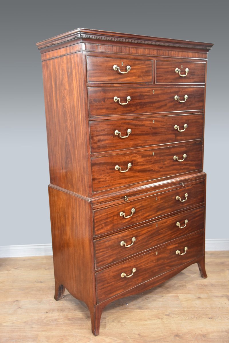 Antique Georgian Mahogany Tall Boy Chest On Chest