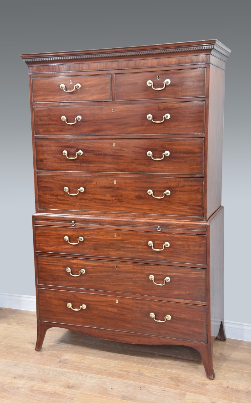 Antique Georgian Mahogany Tall Boy Chest On Chest