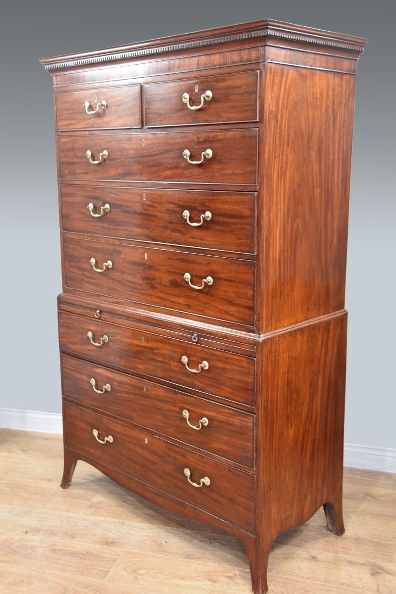 Antique Georgian Mahogany Tall Boy Chest On Chest