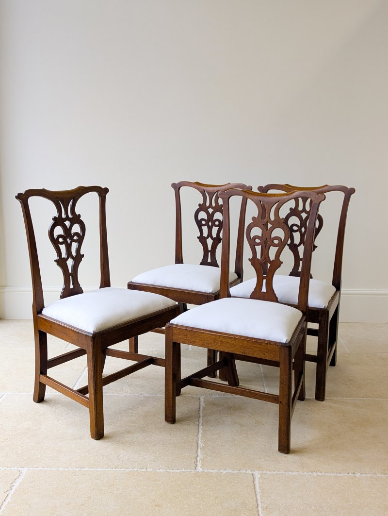 Set of Four Antique Georgian Chippendale Mahogany Dining Chairs c.1780