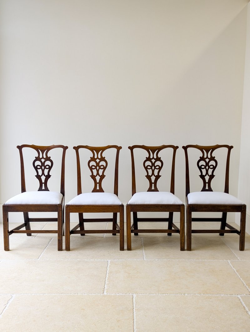 Set of Four Antique Georgian Chippendale Mahogany Dining Chairs c.1780