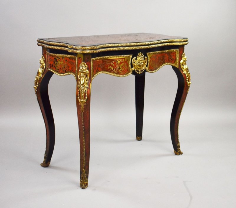 Louis XV Style Boulle Marquetry Card Table By Edwards & Roberts