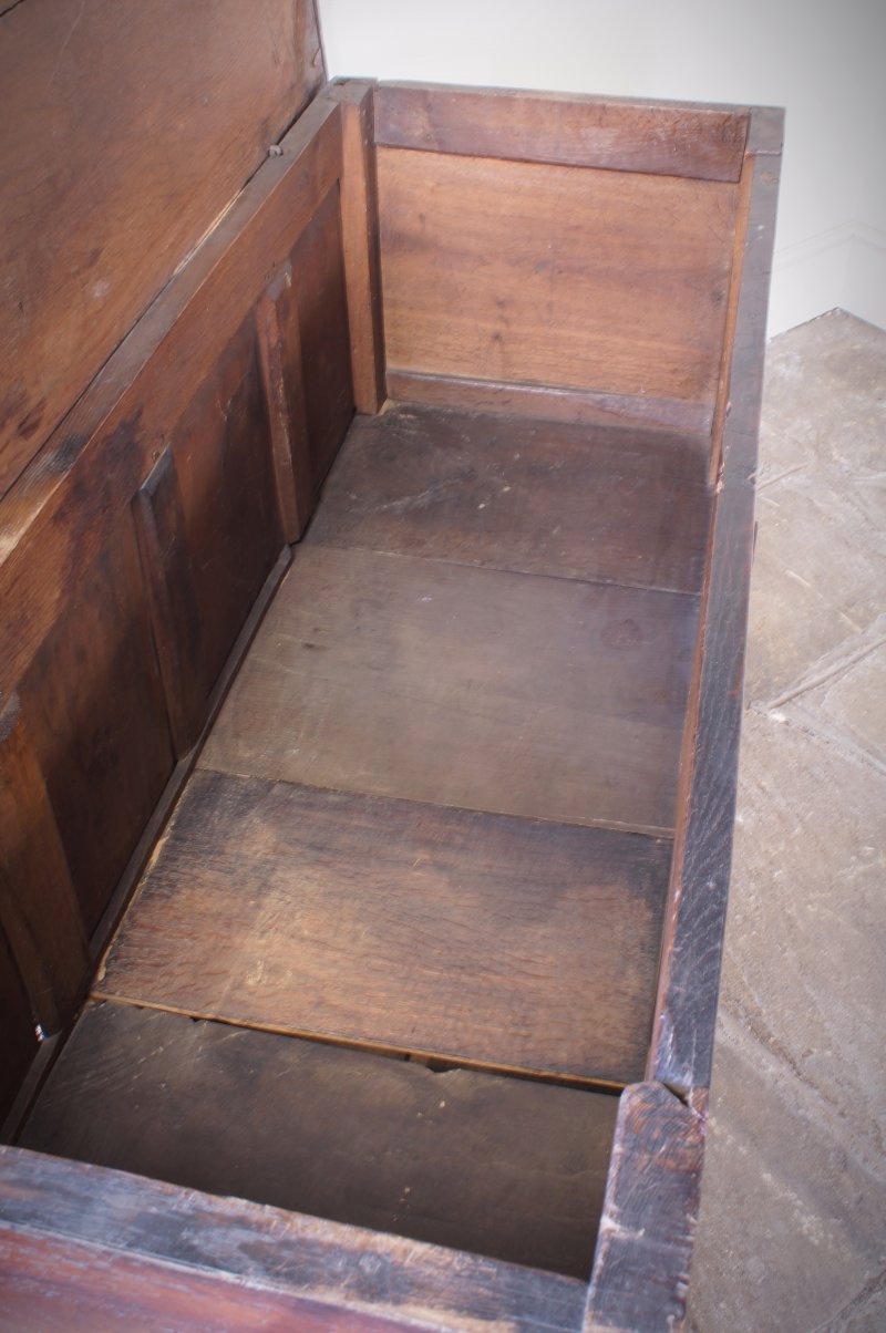 17th Century Oak & Inlaid Marquetry Coffer / Mule Chest
