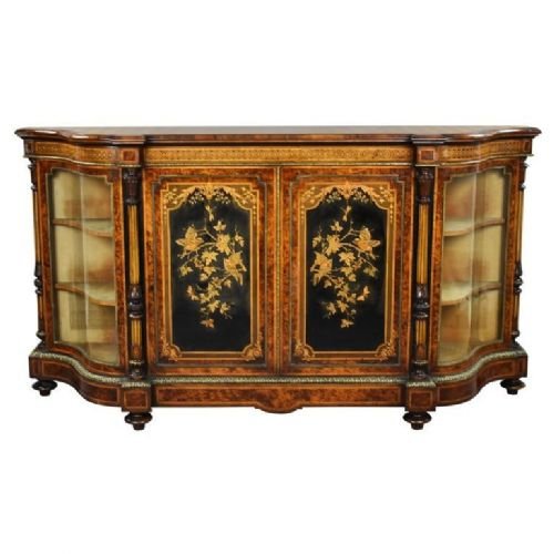 Victorian Burr Walnut And Marquetry Credenza By Gillow