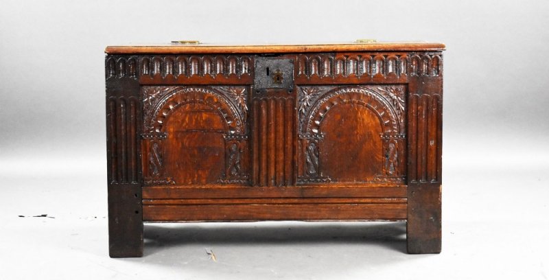 Antique Carved Oak Coffer