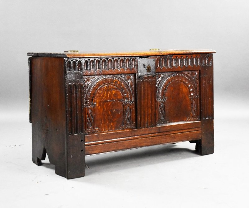 Antique Carved Oak Coffer