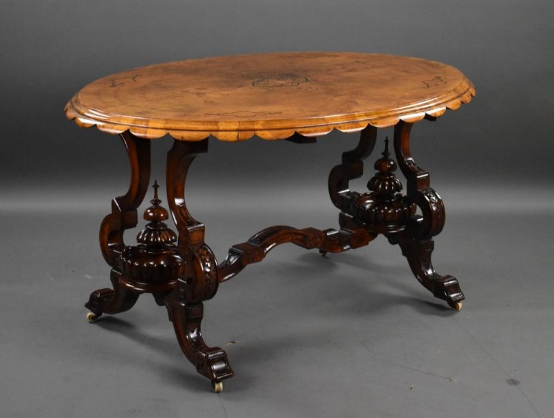 Victorian Burr Walnut Inlaid Centre Table