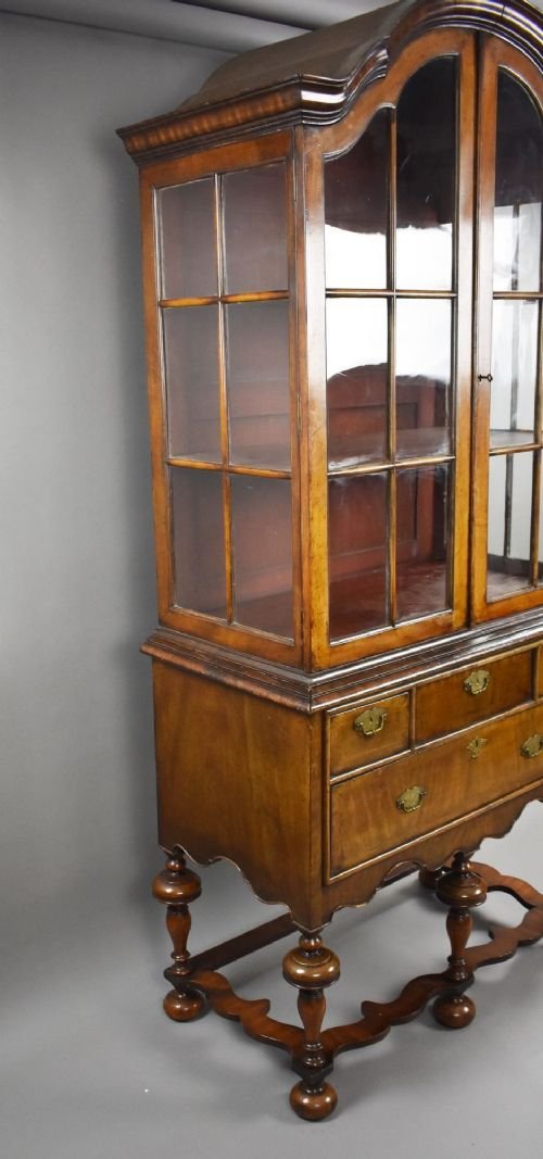 Antique Queen Anne Style Walnut Cabinet On Stand