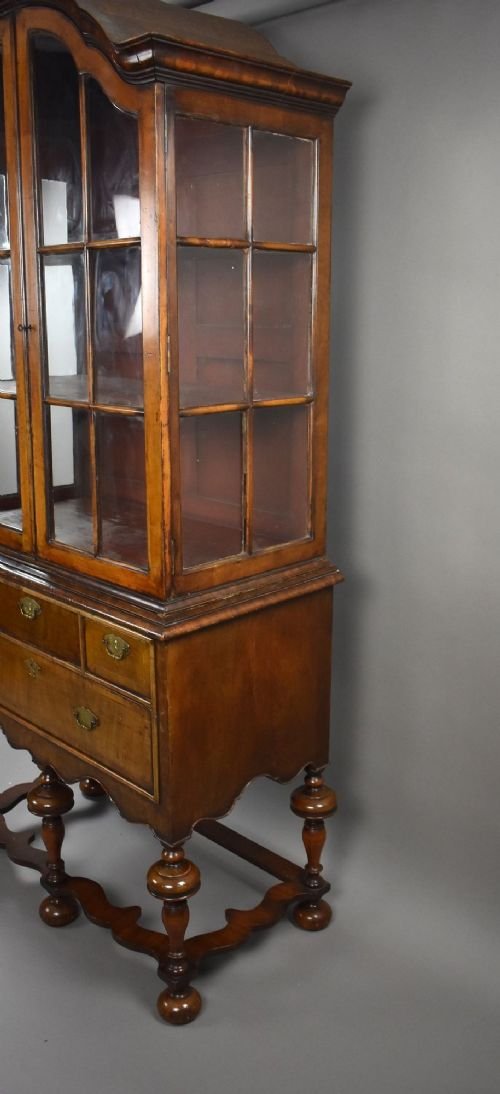 Antique Queen Anne Style Walnut Cabinet On Stand