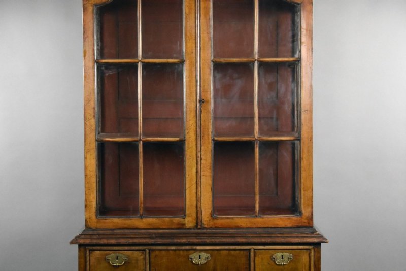 Antique Queen Anne Style Walnut Cabinet On Stand