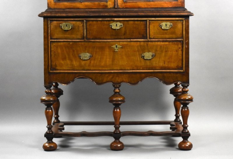 Antique Queen Anne Style Walnut Cabinet On Stand