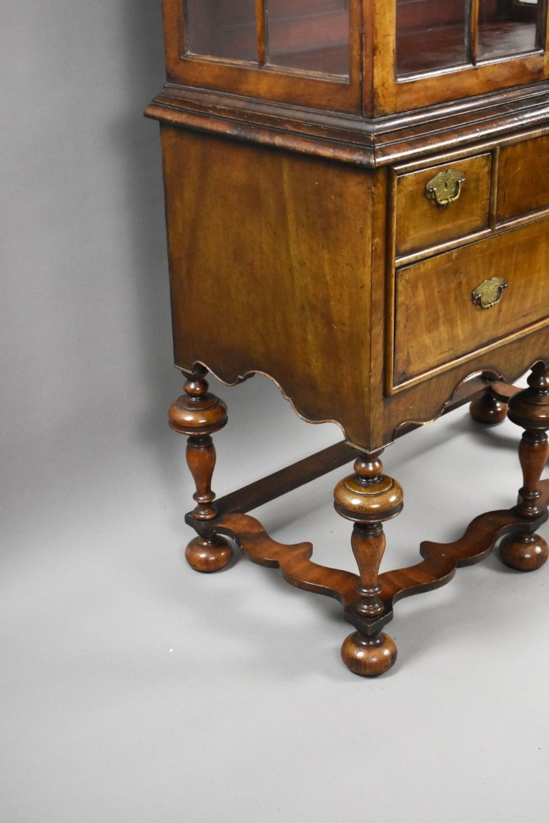 Antique Queen Anne Style Walnut Cabinet On Stand