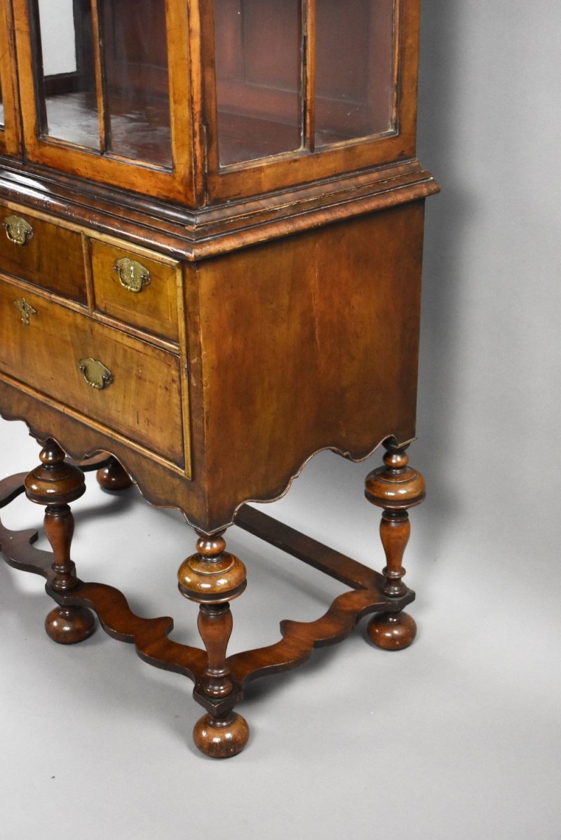 Antique Queen Anne Style Walnut Cabinet On Stand