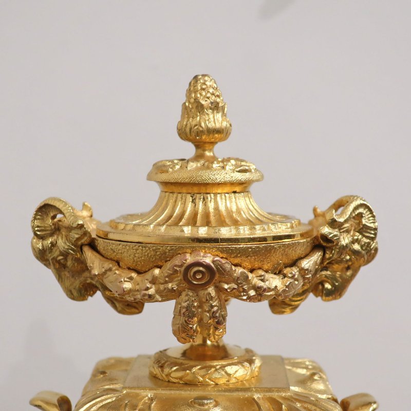 French Gilt Bronze & Porcelain Mantel Clock by Japy Freres