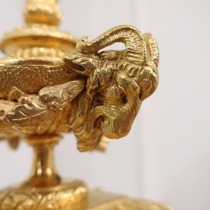 French Gilt Bronze & Porcelain Mantel Clock by Japy Freres