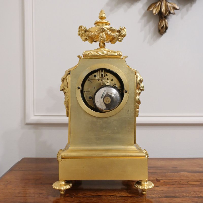French Gilt Bronze & Porcelain Mantel Clock by Japy Freres