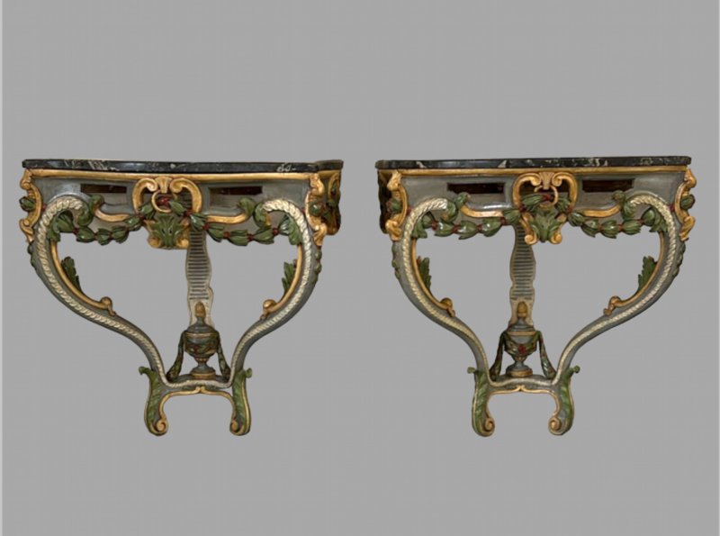 A Fabulous Pair of Hand Carved Italian Console Tables