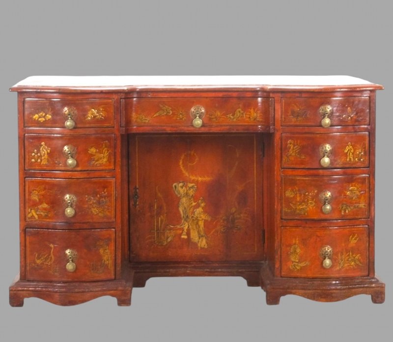 A Chinoiserie Pedestal Desk 19th Century