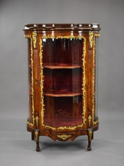 French Louis XV Style Kingwood & Ormolu Mounted Vitrine Cabinet