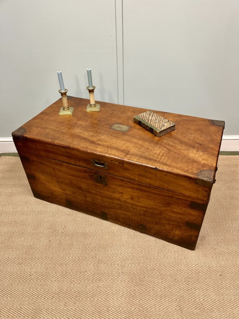 19th century camphor wood campaign trunk