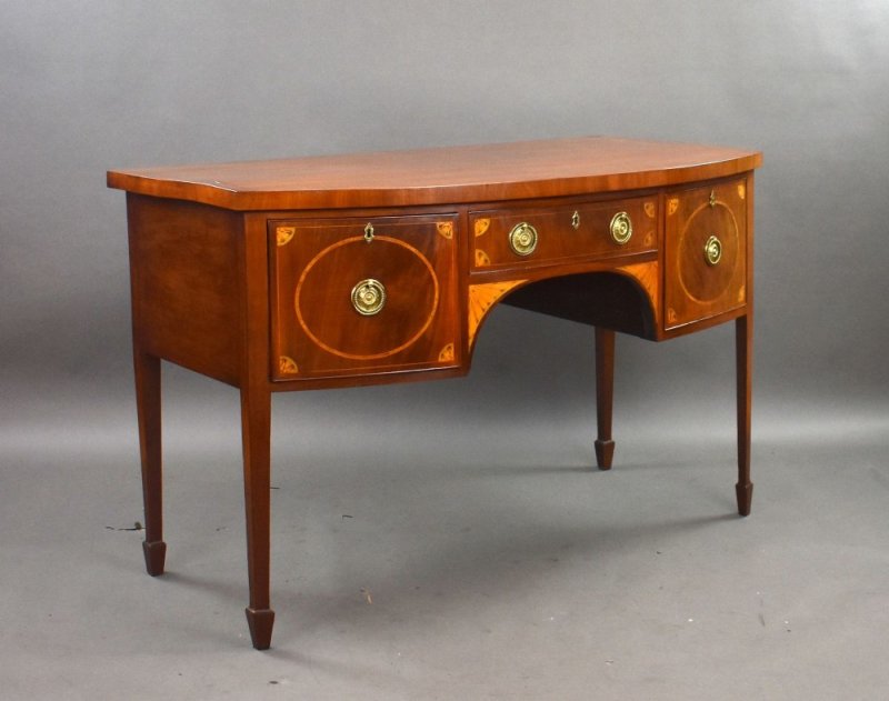 Antique Georgian Mahogany Inlaid Bowfront Sideboard