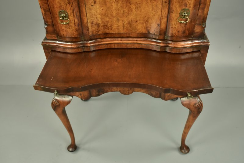 walnut Queen Anne style tall boy chest of drawers